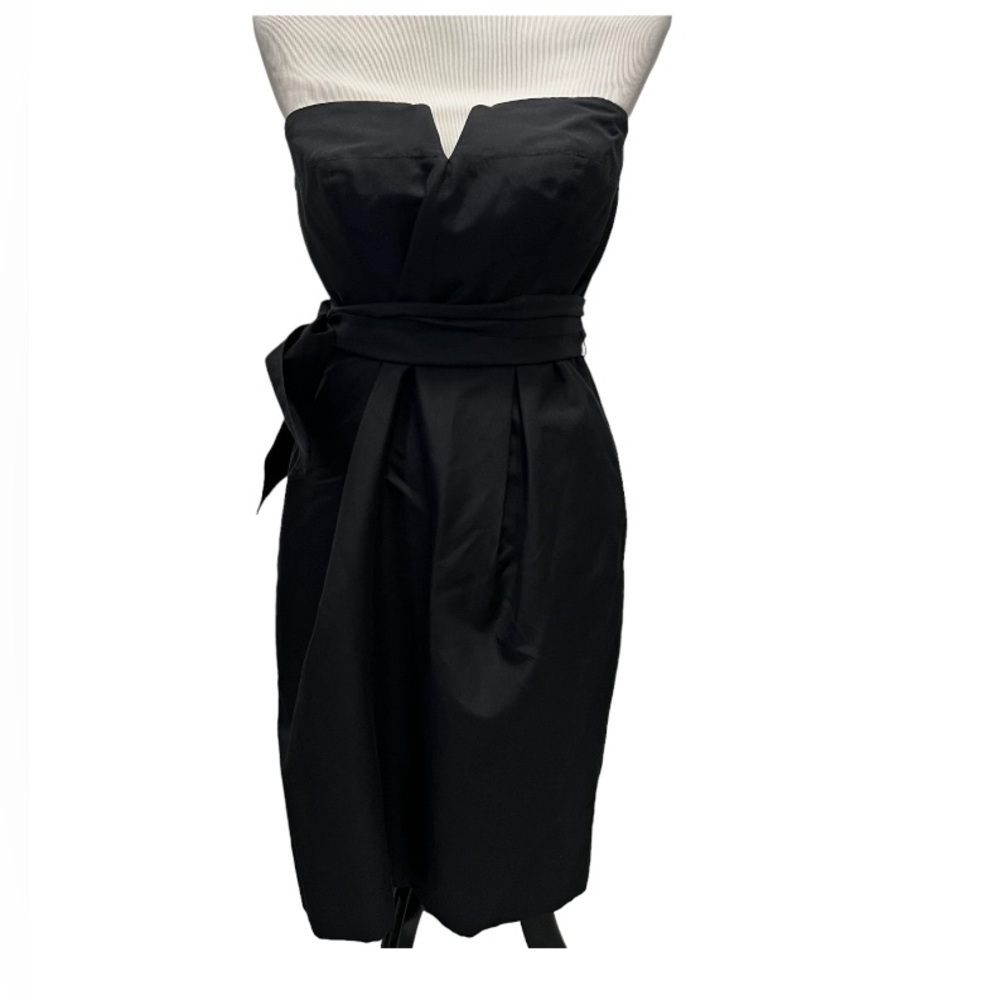 J. Crew Black Tie Waist Strapless V-Neck Dress Size 10P NWT